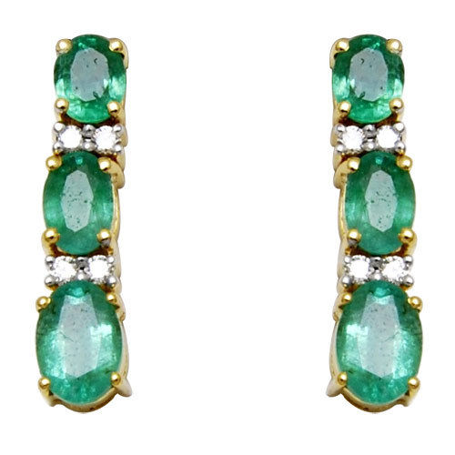 Long Earring Jewelry, Drop Emerald Earring In Solid 18k Yellow Gold With Screw Locks, Gemstone De Gender: Women's