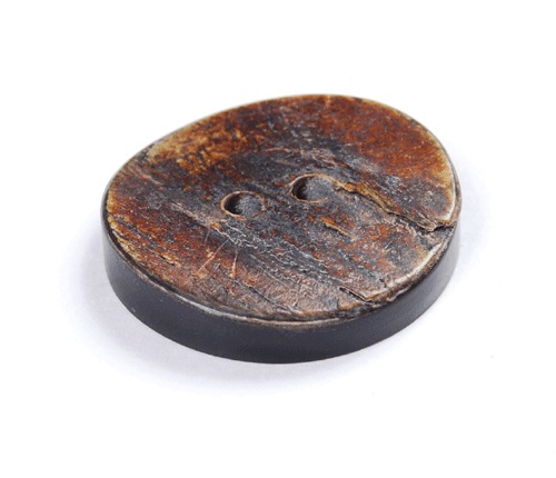 Horn Buttons - Horn, 3cm Diameter, Brown, Oval | Handcrafted, Rustic Look, Natural Material, Durable, Elegant, 2-Hole