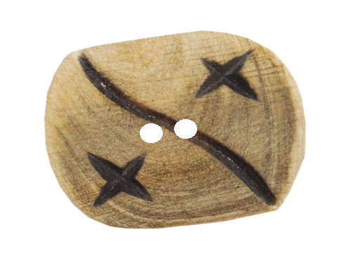Horn Buttons - Horn, 15x20 mm, Beige, Asymmetrical Shape | Engraved Leaf Pattern, Durable, Elegant, Easy to Sew