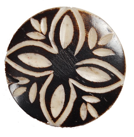 Resin Buttons - Horn & Bone, 25mm Diameter, Black and White | Durable, Elegant Design, Handmade, Intricate Floral Pattern, Unique Style