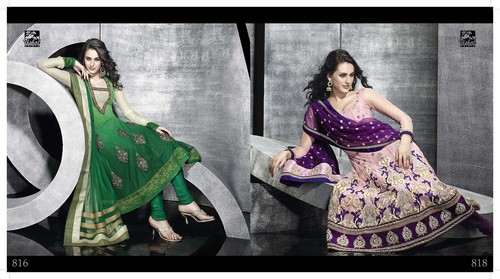 RAB 1118 D.No. 816 - Silk Cotton Blend, Various Sizes, Green Purple | Embroidered, Elegant Design, Comfortable Fit, Stylish Look, Perfect Stitching