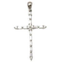 Diamond Buggett Crucifex Cross Pendant - 0.49ct Diamond, 18k White Gold | Customizable Religious Jewelry With Hallmark Certification, Suitable For Women, Perfect Gift For Any Occasion