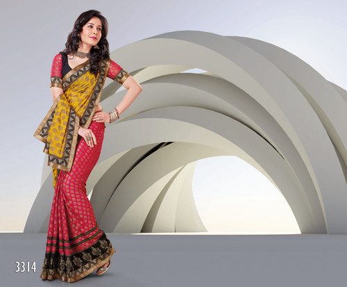 RAB - 1185 D.No. 3314 - Silk Blend, 5.5 Meters, Red | Elegant Design, Embroidered Pattern, Comfortable Fit, Party Wear