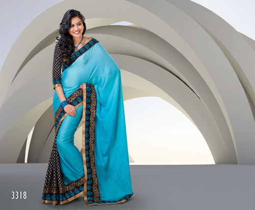 Black and Blue Designer Saree