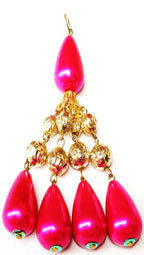 Beaded Tassel - Plastic & Metal, 8-12cm, Pink Teardrop | Handmade, Elegant Design, Customizable, Durable, Versatile