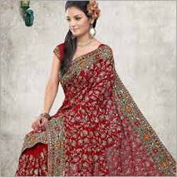 Sarees - Silk, 5.5 Meters, Red | Elegant Design, Floral Embroidery, Soft Fabric