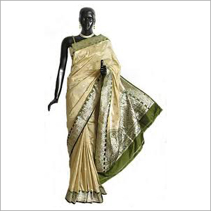 Sarees - Silk Banarasi 5.5 Meters Beige, Elegant Design, Soft Fabric, Durable Material, Comfortable Wear