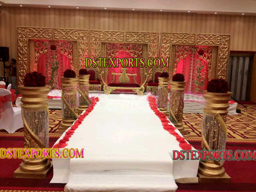 LATEST MUSLIM WEDDING CRYSTAL GOLD STAGE