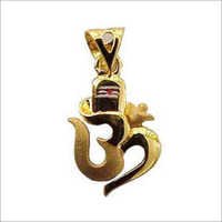 Gold Om Pendant - 22k/24k Gold, 15-20mm, Polished Finish, Elegant Design, Spiritual Symbol