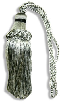Rayan Tassel - Silk Blend 10-15 cm Teardrop Silver, Elegant Handmade Design