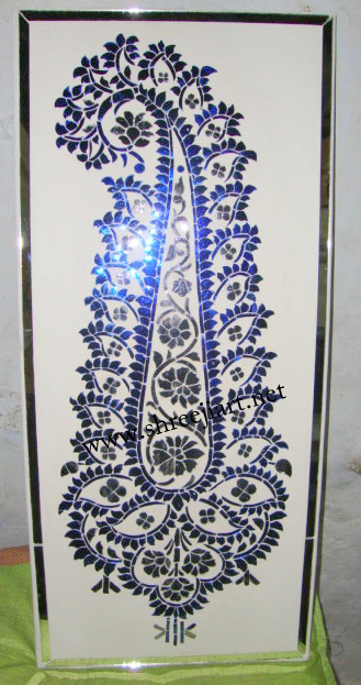 Golden Thikri Glass Work Panel