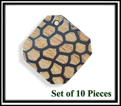 Horn Pendant - Horn Material, Hexagon Shape, Brown Color | Handmade, Unique Design, Durable, Versatile, Stylish, 10 Pieces