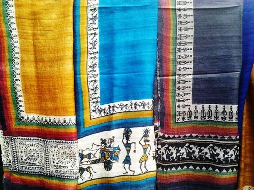 Tussar silk stoles hand block printed