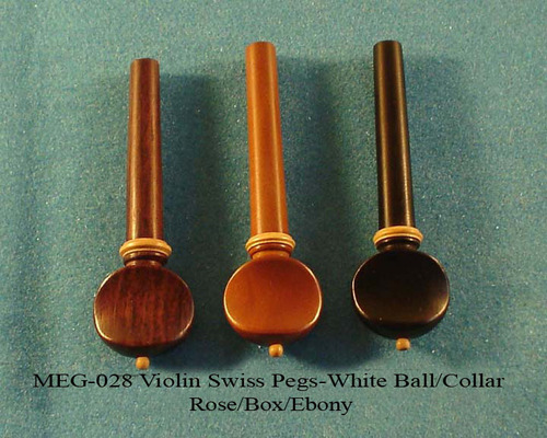 Violin Swiss Pegs with White Ball & Collar.