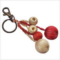 Beaded Key Rings - Silk Thread, Metal, 10 Cm Length, Red Gold, Lobster Clasp, Lightweight Durable Stylish