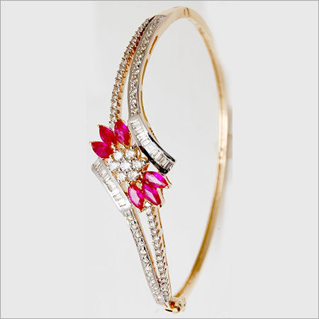 Marquise Shape Ruby Baguette Diamond Bangle Gender: Women