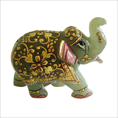 Hand Carved Green Jade Elephant