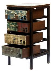 Reclaimed Wooden Iron Rack - Wood & Iron, 48x30x30cm, Brown | Rustic Charm, Distressed Finish, Multi-Drawer Durable Storage