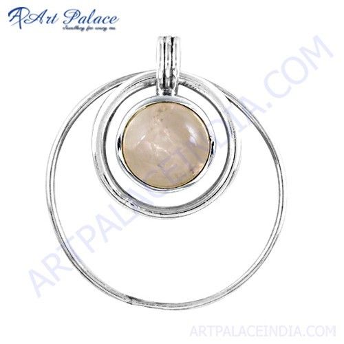 Lastest Luxury Rose Quartz Gemstone Silver Pendant