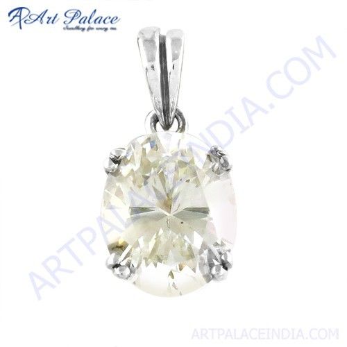 Classic Gemstone Silver Pendant With Cubic Zirconia