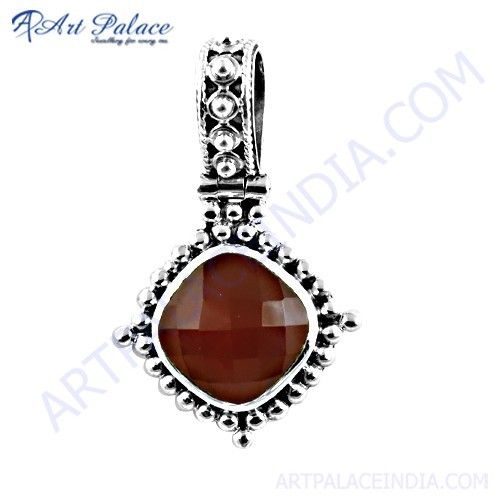 Hot Red Onyx Gemstone Silver Ethnic Designer Pendant