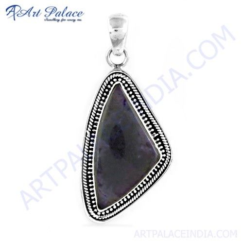 Indian Designer Gemstone Silver Pendant With Charoite