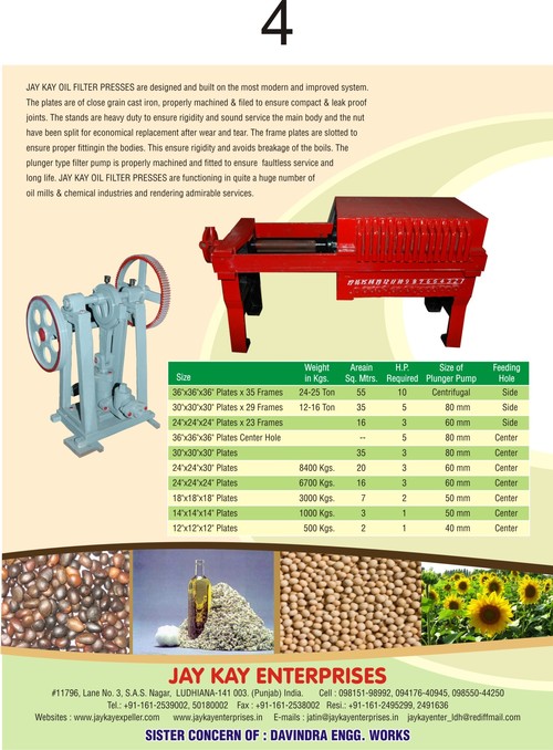 Oil Filter Press - Cast Iron, Variable Capacity | Compact, Efficient, Leakage-Free, Robust Design, Timely Delivery