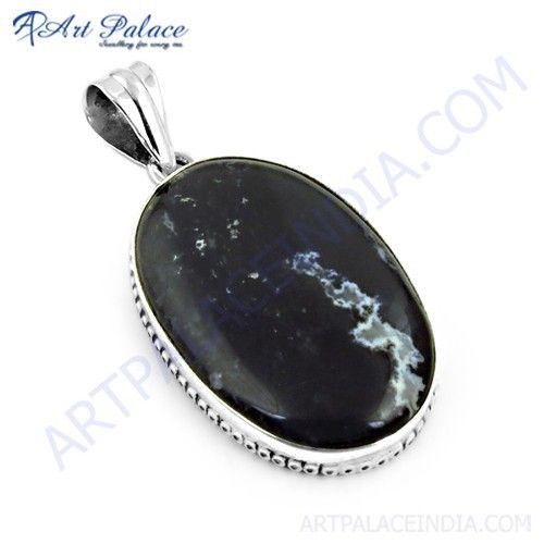 New Natural Dendrite Opal Gemstone Silver Pendant