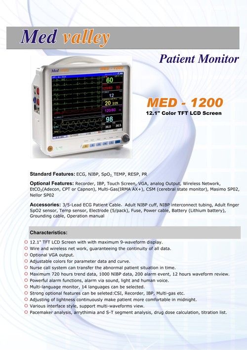 TFT LCD Patient Monitor
