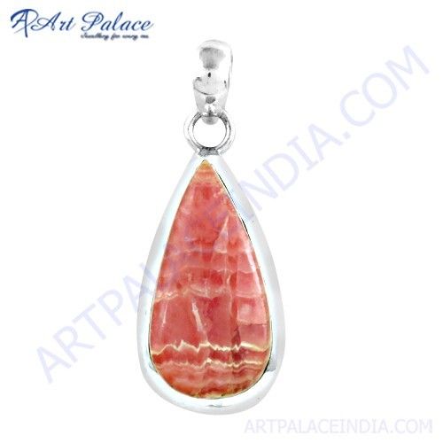 Elegant Fancy Rhodochrosite Gemstone Silver Pendant, 925 Sterling Silver Jewelry