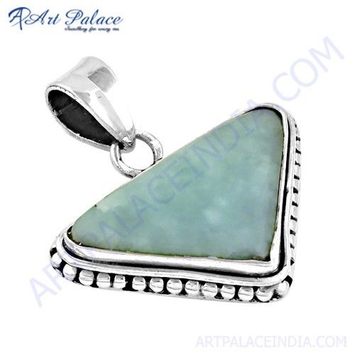 Gracious Fashionable Larimar Gemstone Silver Pendant