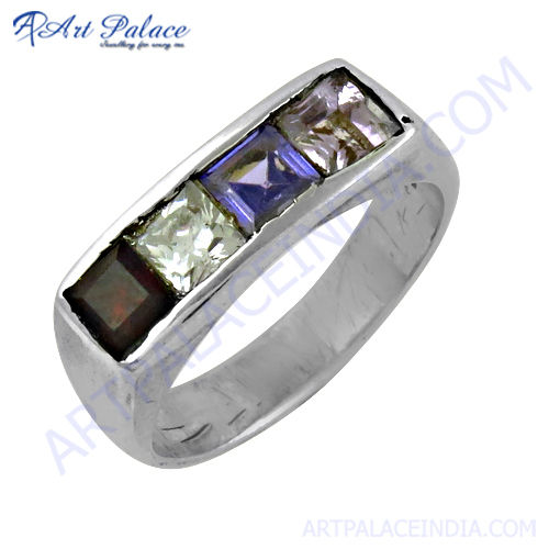 Excellent New Fashion Shining Multi Gemstone Silver Ring