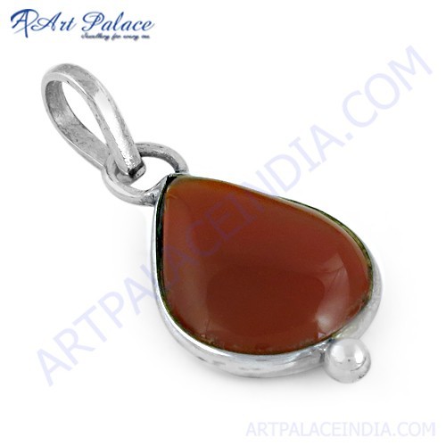 Exclusive Red Onyx Gemstone 925 Sterling Silver Pendant