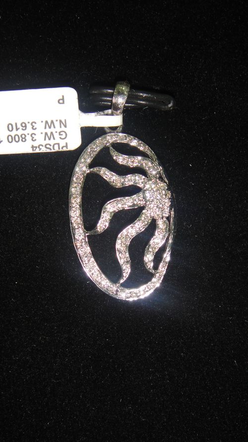 Diamond Pendant - 18K Gold, 15x10 mm, 0.25 ct Diamond, Pave Setting, Polished Finish, Elegant Design