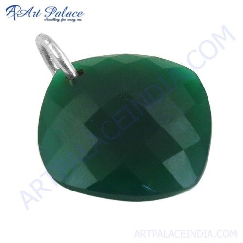 Top Quality Green Onyx Gemstone Silver Pendant