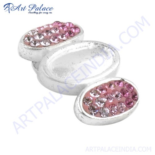 Inspired Pink Cubic Zirconia Gemstone Silver Pendant