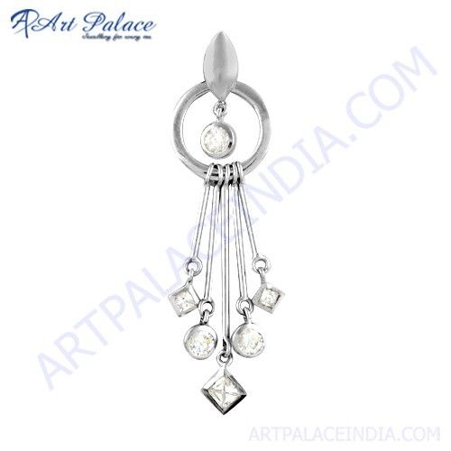 Fashion Accessories Silver Pendant With Cubic Zirconia, 925 Sterling Silver Jewelry