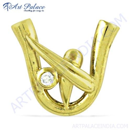 Fashion Accessories CZ Gemstone Gold Plated Silver Pendant