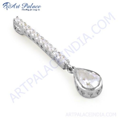 Classy Silver Pendant With Cubic Zirconia, 925 Sterling Silver Jewelry