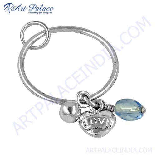Blue Cubic Zirconia Pendant - 925 Sterling Silver, 4x5 mm Beads, Ideal for Women's Parties, Elegant Solitaire Design