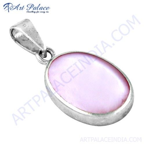 Cute Mother Of Pearl Gemstone Silver Pendant