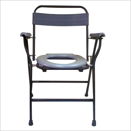 Imported Type Commode Chair - Steel Frame, 16x16x20 inches, Gray | Portable, Foldable, Armrest Support, Easy Cleaning