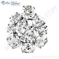 Fashionable Cubic Zirconia Gemstone Pendant - Color: Silver & White