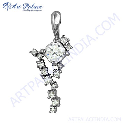 Gracious Fashionable Cubic Zirconia Gemstone Silver Pendant