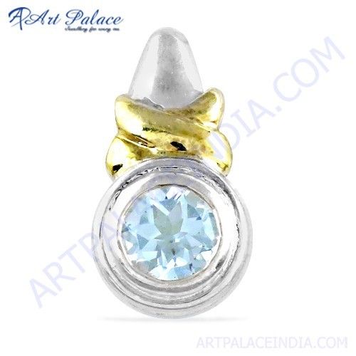 Charming Blue Cubic Zirconia Gemstone Silver Pendant