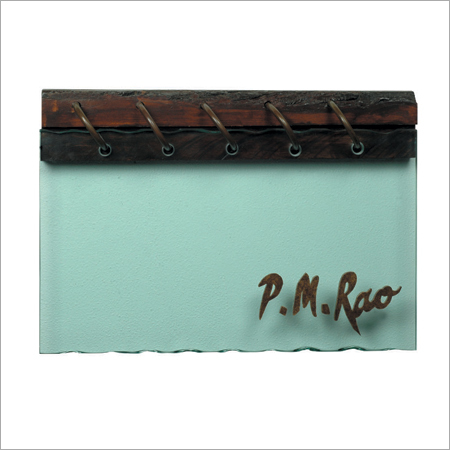 Glass Wood Name Plate