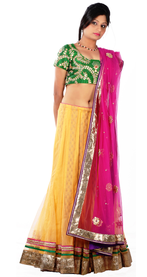 Designer Lehenga yellow color on Net