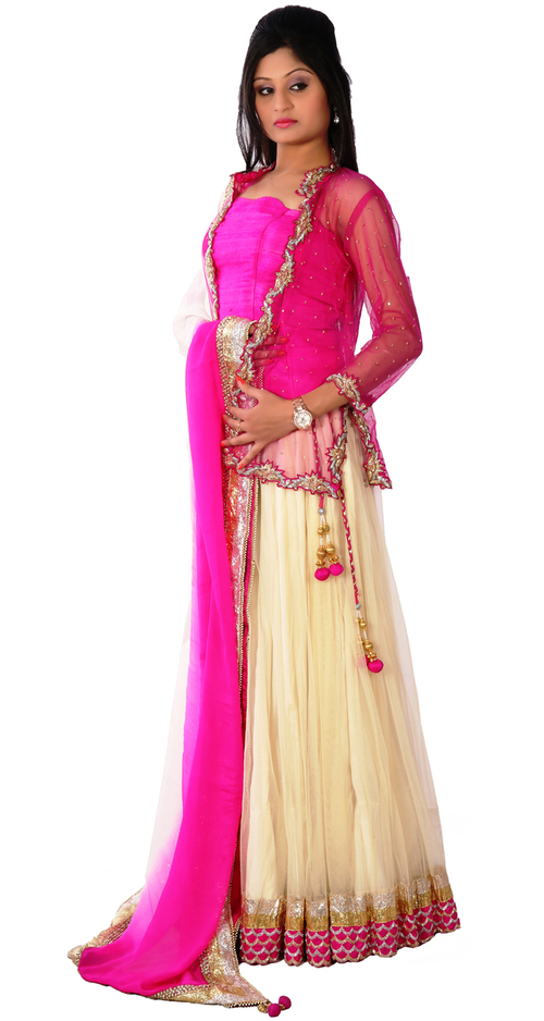 Beige color designer Lehenga salma work