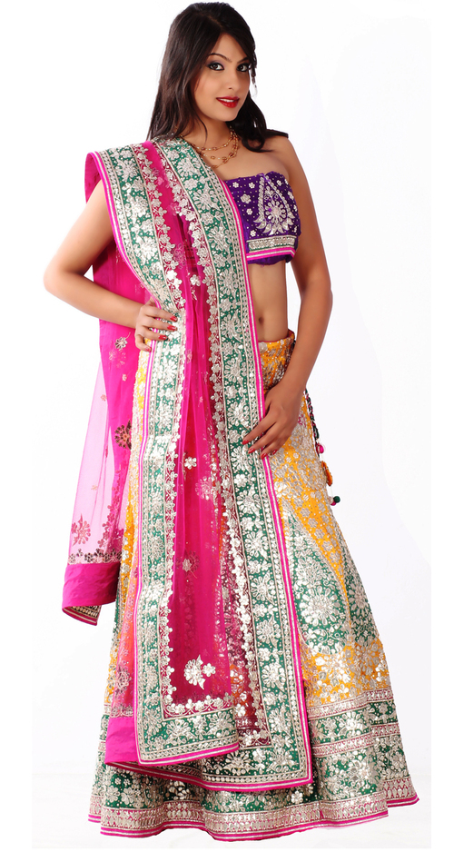Mustard color Designer embroidered Lehenga