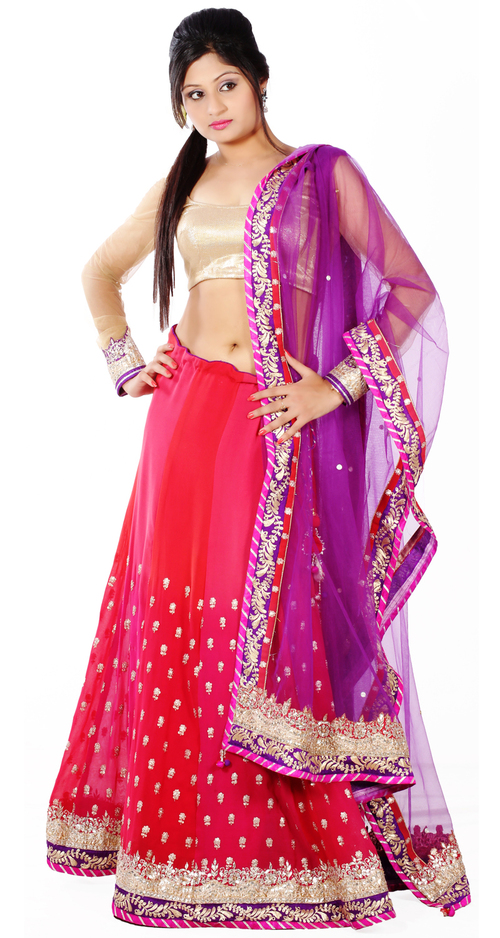 Red-Magenta light shaded color Designer Lehenga